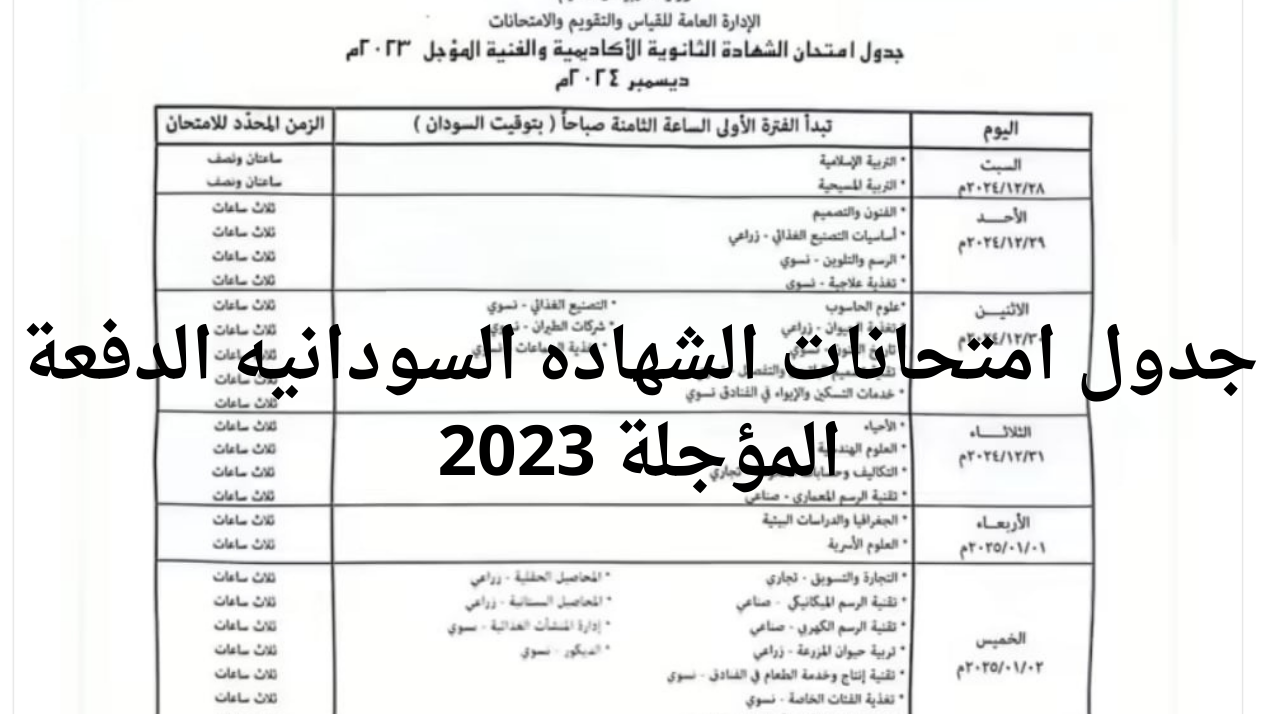 وزارة التربية والتعليم تعلن موعد وجدول امتحانات الشهادة السودانية 2024