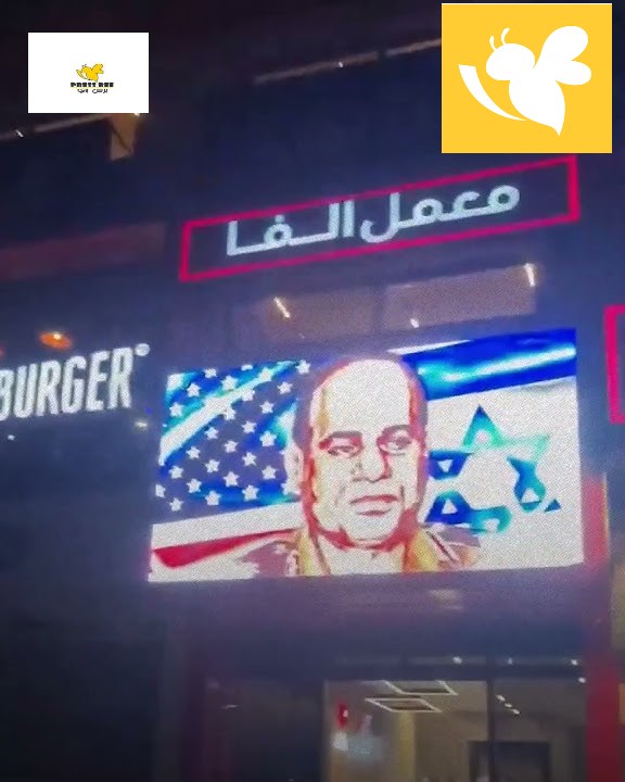 صور ومقاطع فيديو تهاجم الرئيس السيسي تعرض على شاشة عرض دعائية وعلى واجهة أحد المحلات التجارية وتتصدر مواقع التواصل !!