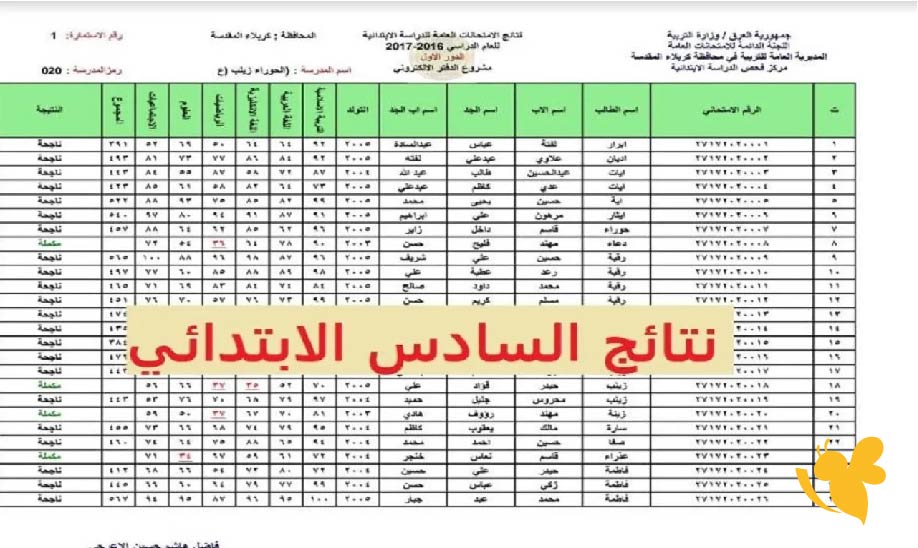 نتائج السادس الابتدائي 2025 بالعراق: الرابط الرسمي وخطوات الاستعلام